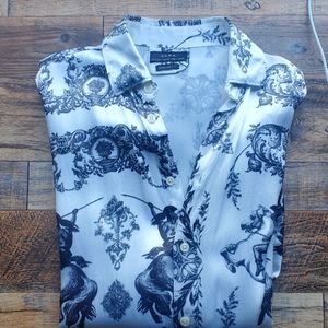 Zara man satin silk button up shirt